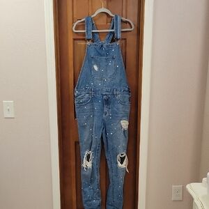 Forever 21 Men's Blue Denim Jean Overalls